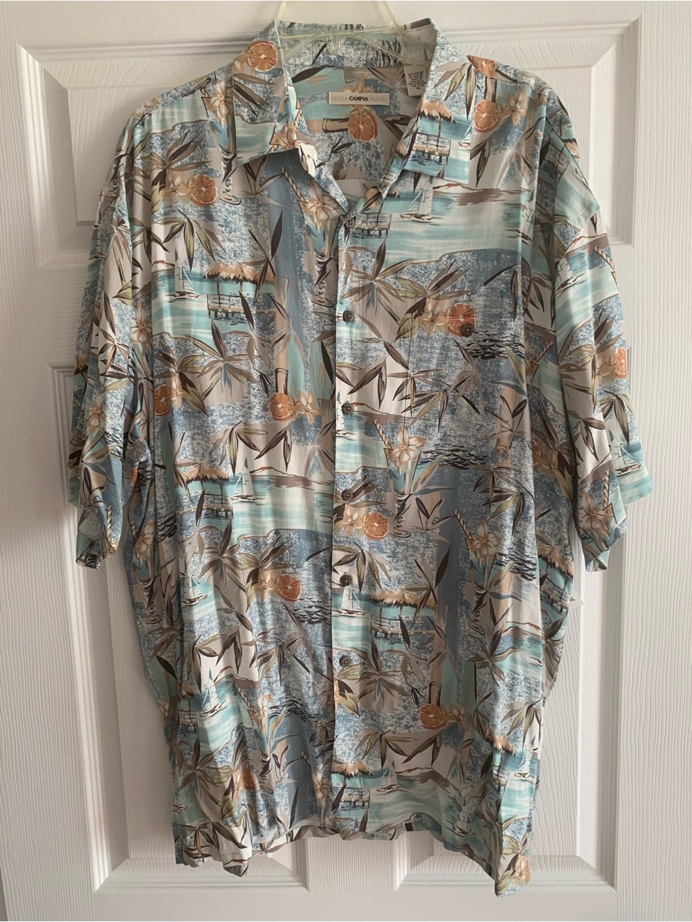 Moda Campia Mens Blue Tropical Soft Hawaiian Camp button Up Shirt NEW Size XL